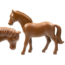 Horse, Belville with Dark Orange Rimmed Eyes Pattern - Brown