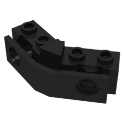 Technic, Brick 1 x 2 - 1 x 2 Angled with Bumper Holder - Black Technic, Brick 1 x 2 - 1 x 2 Angled with Bumper Holder - Black