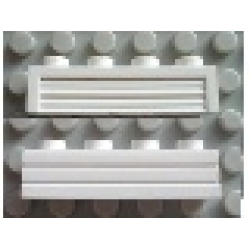 Modulex, Brick with Grooves 1 x 4 (horizontal profile brick) - Mx White