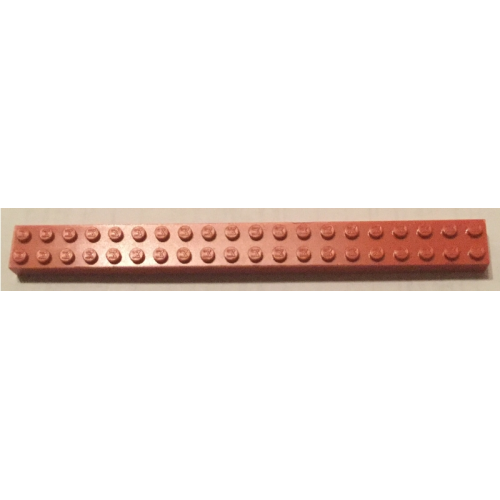 Деталь LEGO Mx1140BM Modulex, Brick 2 x 20 with no end walls (M on studs) - Mx Red