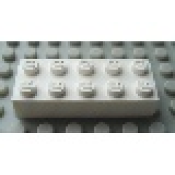 Modulex, Brick 2 x 5 (M on studs) - Mx White