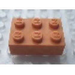 Modulex, Brick 2 x 3 (M on studs) - Mx Orange
