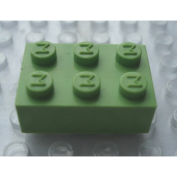 Modulex, Brick 2 x 3 (M on studs) - Mx Pastel Green