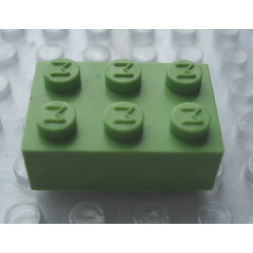 Деталь LEGO Mx1132M Modulex, Brick 2 x 3 (M on studs) - Mx Pastel Green
