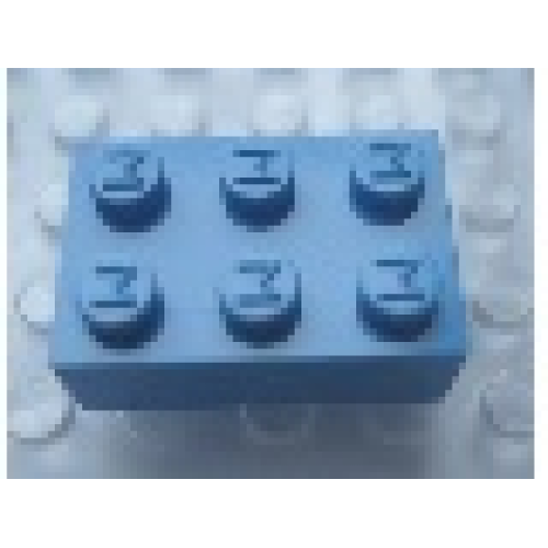 Деталь LEGO Mx1132M Modulex, Brick 2 x 3 (M on studs) - Mx Medium Blue