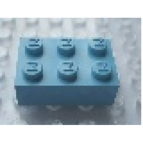 Деталь LEGO Mx1132M Modulex, Brick 2 x 3 (M on studs) - Mx Pastel Blue