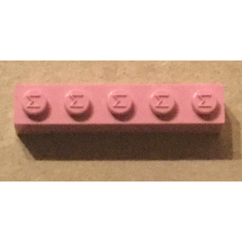Деталь LEGO Mx1151M Modulex, Brick 1 x 5 (M on studs) - Mx Pink
