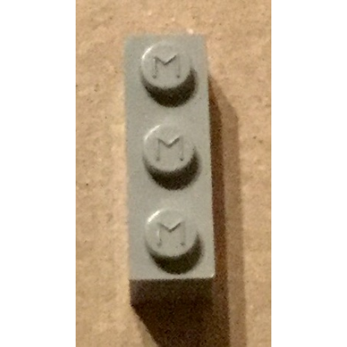 Деталь LEGO Mx1131M Modulex, Brick 1 x 3 (M on studs) - Mx Light Gray