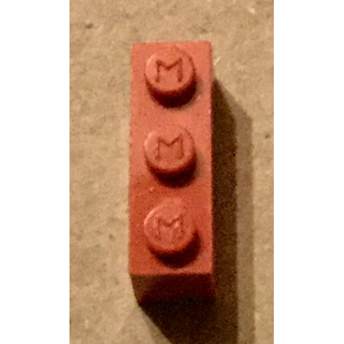 Деталь LEGO Mx1131M Modulex, Brick 1 x 3 (M on studs) - Mx Red