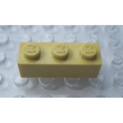 Деталь LEGO Mx1131M Modulex, Brick 1 x 3 (M on studs) - Mx Lemon