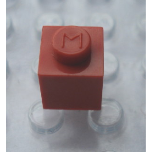 Деталь LEGO Mx1111M Modulex, Brick 1 x 1 (M on stud) - Mx Red