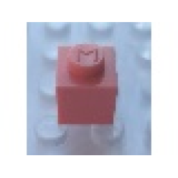 Modulex, Brick 1 x 1 (M on stud) - Mx Pink Red
