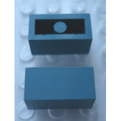Modulex Tile 1 x 2 (with Internal Supports) - Mx Teal Blue