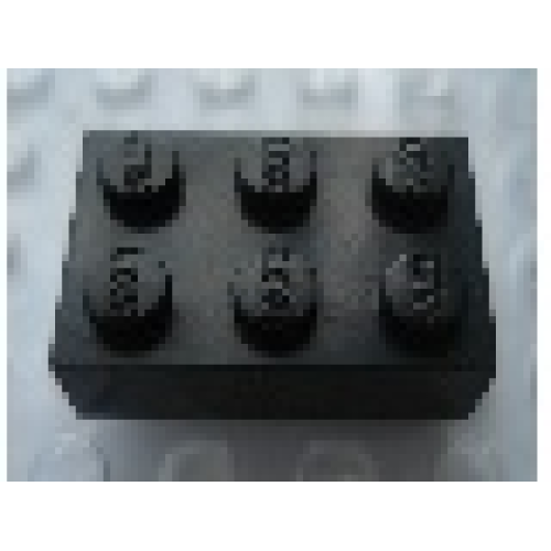 Деталь LEGO Mx1132L Modulex, Brick 2 x 3 (LEGO on studs) - Mx Black
