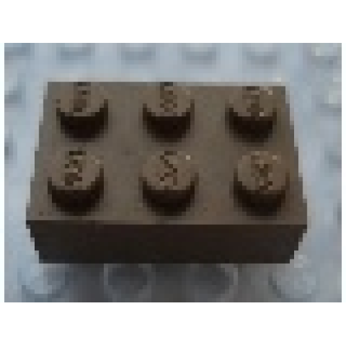 Деталь LEGO Mx1132L Modulex, Brick 2 x 3 (LEGO on studs) - Mx Brown