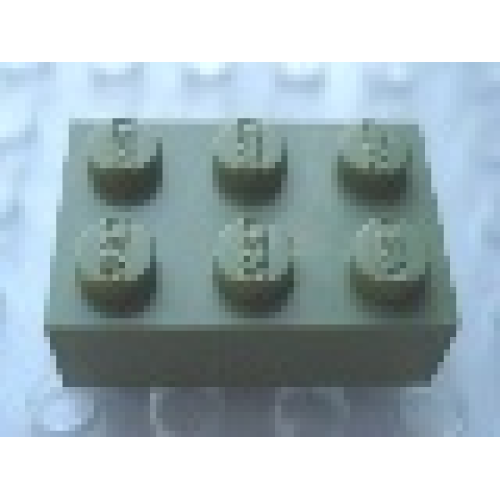 Деталь LEGO Mx1132L Modulex, Brick 2 x 3 (LEGO on studs) - Mx Olive Green