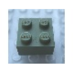 Modulex, Brick 2 x 2 (LEGO on studs) - Mx Olive Green