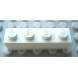 Modulex, Brick 1 x 4 (LEGO on studs) - Mx White