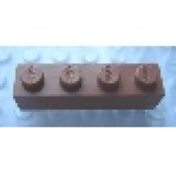 Modulex, Brick 1 x 4 (LEGO on studs) - Mx Terracotta