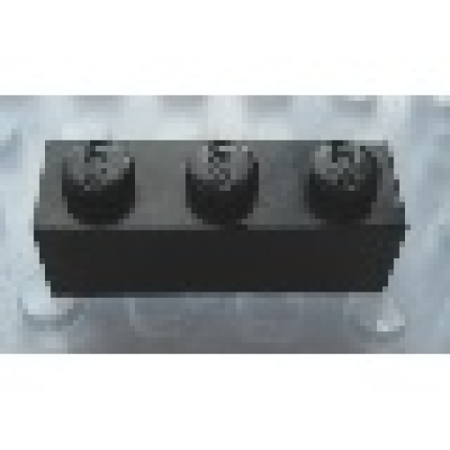 Деталь LEGO Mx1131L Modulex, Brick 1 x 3 (LEGO on studs) - Mx Black