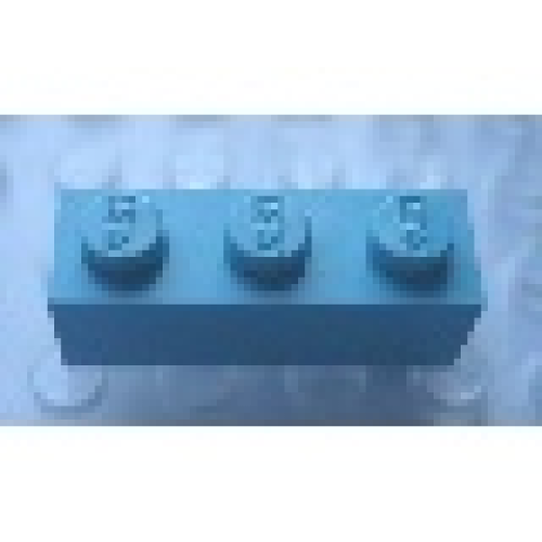 Деталь LEGO Mx1131L Modulex, Brick 1 x 3 (LEGO on studs) - Mx Pastel Blue