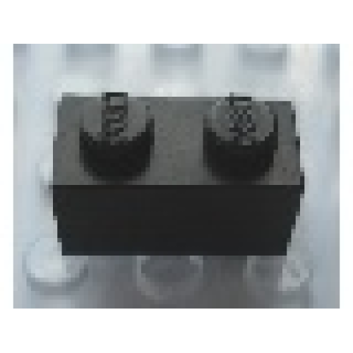 Деталь LEGO Mx1121L Modulex, Brick 1 x 2 (LEGO on studs) - Mx Black