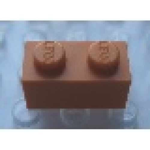 Деталь LEGO Mx1121L Modulex, Brick 1 x 2 (LEGO on studs) - Mx Orange