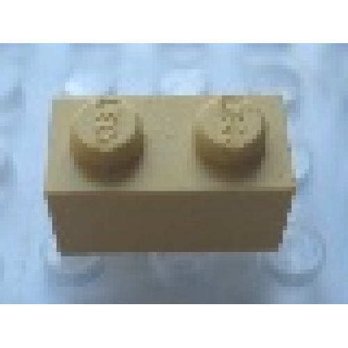 Деталь LEGO Mx1121L Modulex, Brick 1 x 2 (LEGO on studs) - Mx Ochre Yellow