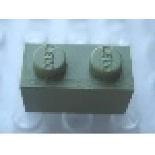 Деталь LEGO Mx1121L Modulex, Brick 1 x 2 (LEGO on studs) - Mx Olive Green