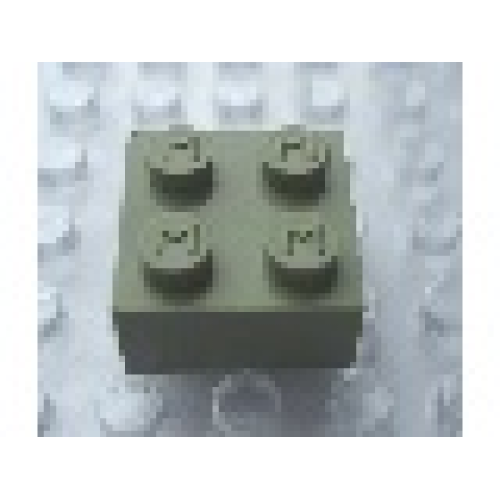 Деталь LEGO Mx1122M Modulex, Brick 2 x 2 (M on studs) - Mx Olive Green