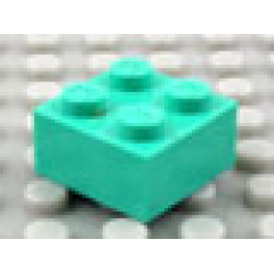 Modulex, Brick 2 x 2 (M on studs) - Mx Aqua Green