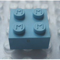 Modulex, Brick 2 x 2 (M on studs) - Mx Pastel Blue Modulex, Brick 2 x 2 (M on studs) - Mx Pastel Blue
