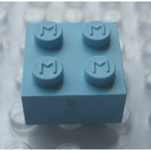Деталь LEGO Mx1122M Modulex, Brick 2 x 2 (M on studs) - Mx Pastel Blue