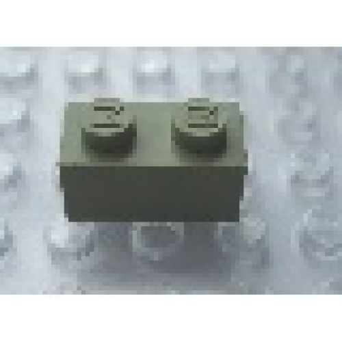 Деталь LEGO Mx1121M Modulex, Brick 1 x 2 (M on studs) - Mx Olive Green