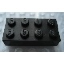 Modulex, Brick 2 x 4 (LEGO on studs) - Mx Black