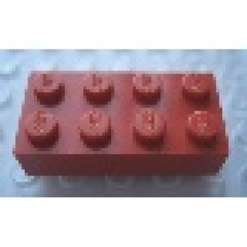 Деталь LEGO Mx1142L Modulex, Brick 2 x 4 (LEGO on studs) - Mx Red