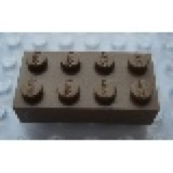 Modulex, Brick 2 x 4 (LEGO on studs) - Mx Brown