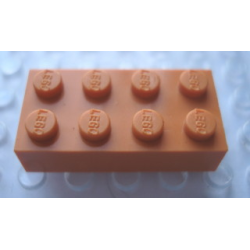 Modulex, Brick 2 x 4 (LEGO on studs) - Mx Orange