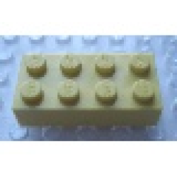 Modulex, Brick 2 x 4 (LEGO on studs) - Mx Lemon