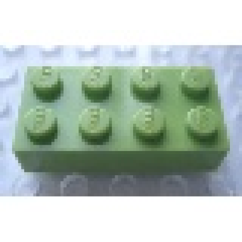 Деталь LEGO Mx1142L Modulex, Brick 2 x 4 (LEGO on studs) - Mx Pastel Green