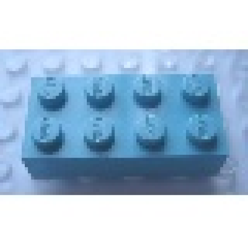 Деталь LEGO Mx1142L Modulex, Brick 2 x 4 (LEGO on studs) - Mx Pastel Blue