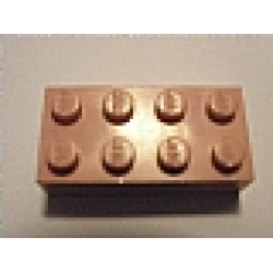 Modulex, Brick 2 x 4 (LEGO on studs) - Mx Pink