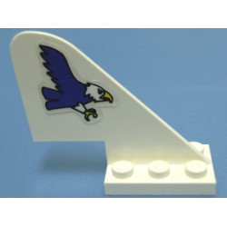 Tail with Rounded Top with Blue Eagle Pattern on Both Sides (Stickers) - Sets 6345 / 6615 - White