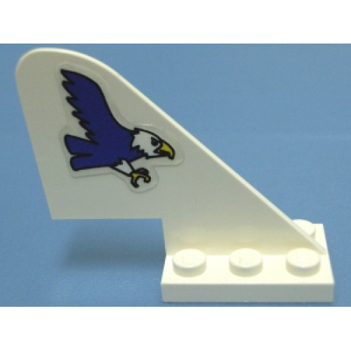 Деталь LEGO 3587pb01 Tail with Rounded Top with Blue Eagle Pattern on Both Sides (Stickers) - Sets 6345 / 6615 - White