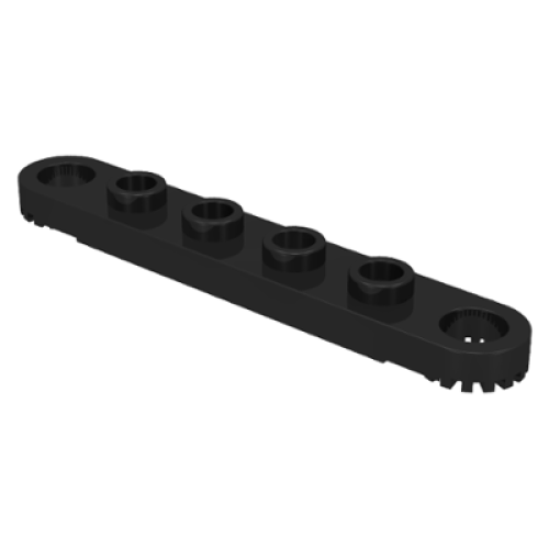 Деталь LEGO 4262 Technic, Plate 1 x 6 with Toothed Ends - Black