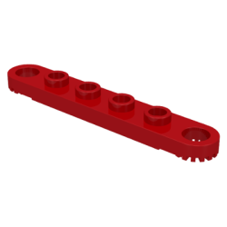 Technic, Plate 1 x 6 with Toothed Ends - Red Technic, Plate 1 x 6 with Toothed Ends - Red