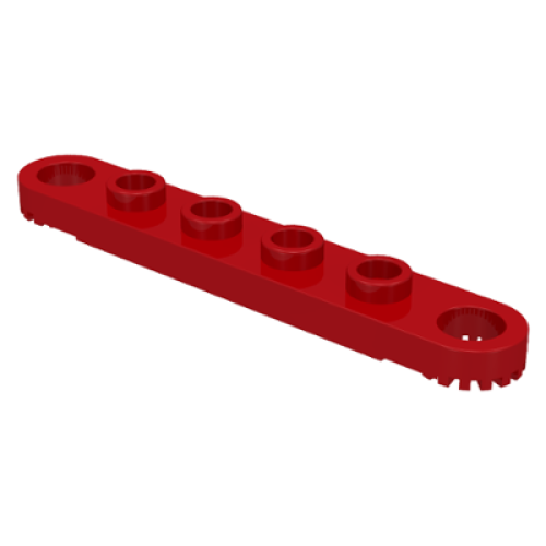 Деталь LEGO 4262 Technic, Plate 1 x 6 with Toothed Ends - Red