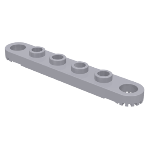 Деталь LEGO 4262 Technic, Plate 1 x 6 with Toothed Ends - Light Bluish Gray