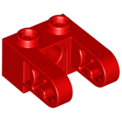 Technic, Brick 1 x 2 with Hole and Dual Liftarm Extensions - Red Technic, Brick 1 x 2 with Hole and Dual Liftarm Extensions - Red