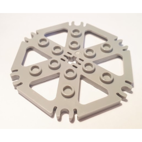 Деталь LEGO 64566 Technic, Plate Rotor 6 Blade with Clip Ends Connected (Water Wheel) - Hollow Studs - Light Bluish Gray
